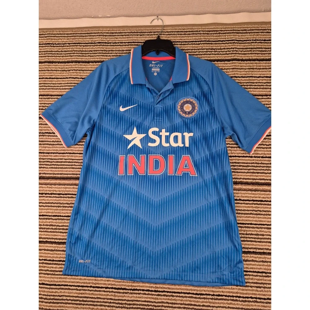 Nike India Cricket‎ Jersey Mens XL Blue Star India Dri-FIT National Team Polo
